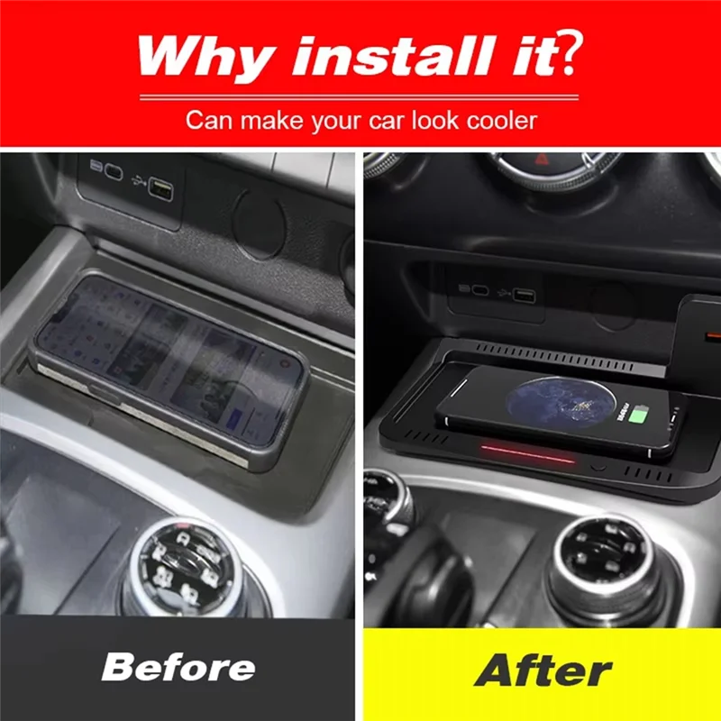 

Car Phone Holder Wireless Charger For WEY GWM Tank 300 2021 2022 2023 Accessories 15W Fast Charging Panel Adapter-A14Z