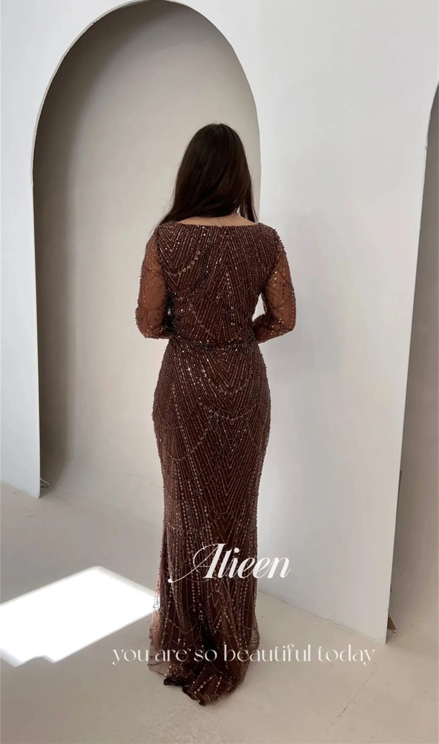 فساتين سهرة مخصصة من Aileen للمناسبات الخاصة فستان حفلة موسيقية نسائي من الخرز 2025 فساتين حفلات الزفاف حورية البحر فساتين سهرة