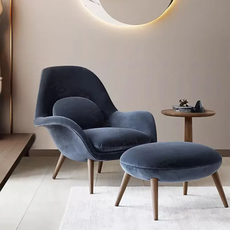 nowoczesne krzesło do salonu luksusowe wypoczynek niebieskie aksamitne krzesło do salonu minimalistyczne przenośne meble domowe Fauteuil Design