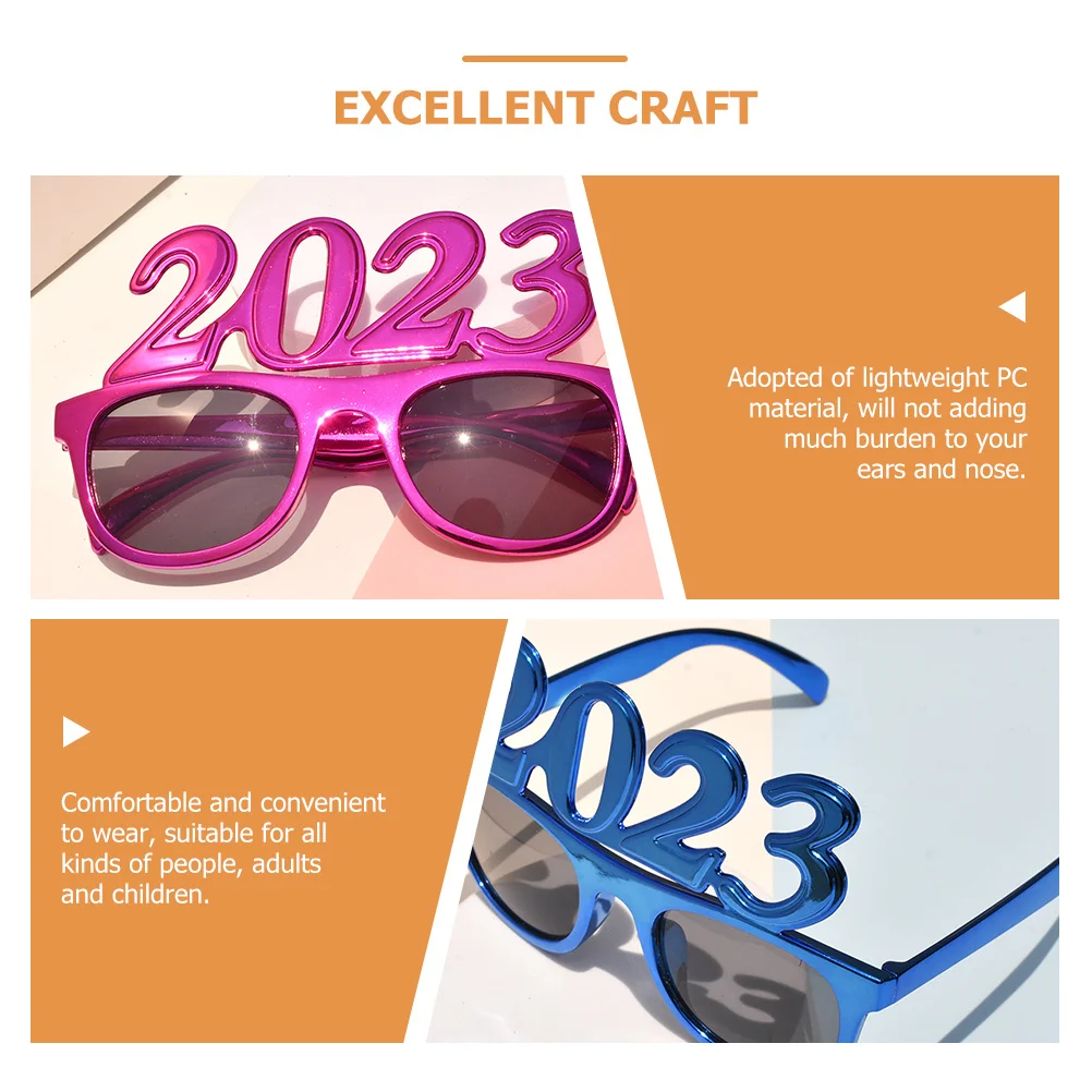 

Alipis New Year Eyeglasses 4pcs Funny Stylish Party Favors for Men Women Kids Celebration Accessory
