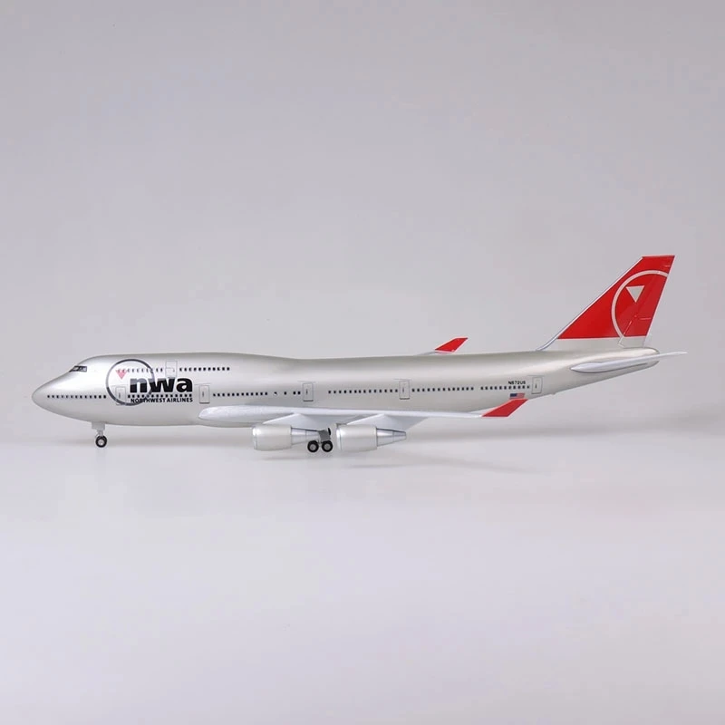 

1:130 Scale Airplane Model American Northwest 747 Plane Model with LED Light(Touch or Sound Control) for Decoration or Gift