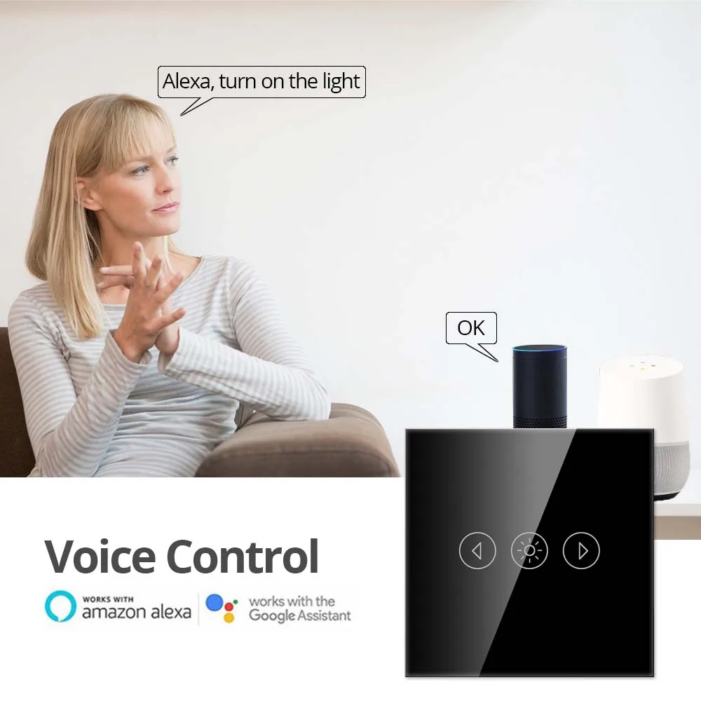 Imagem -03 - Wallpad Dimmer wi fi Interruptor de Toque da ue Casa Inteligente Interruptores Ewelink Aplicativo Funciona com o Google Casa Alexa Controle Voz 500w Ac90250v