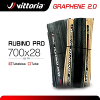 Neumático de carretera Vittoria RUBINO PRO 700 × 28 grafeno 2,0 neumáticos plegables sin cámara/clincher 150TPI para competición de bicicletas de carretera 700X28C