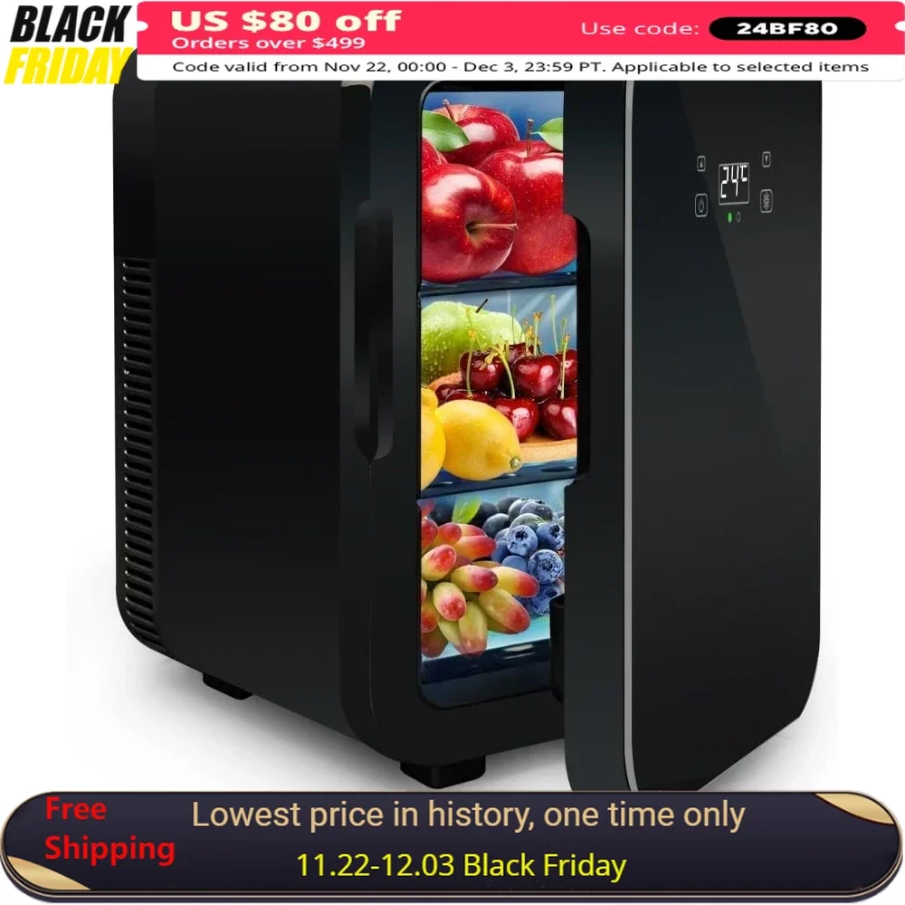 

10L Mini Fridge Skincare Fridge, Thermoelectric Cooler & Warmer Refrigerators W/ LCD Temperature Display, Portable Refrigerator