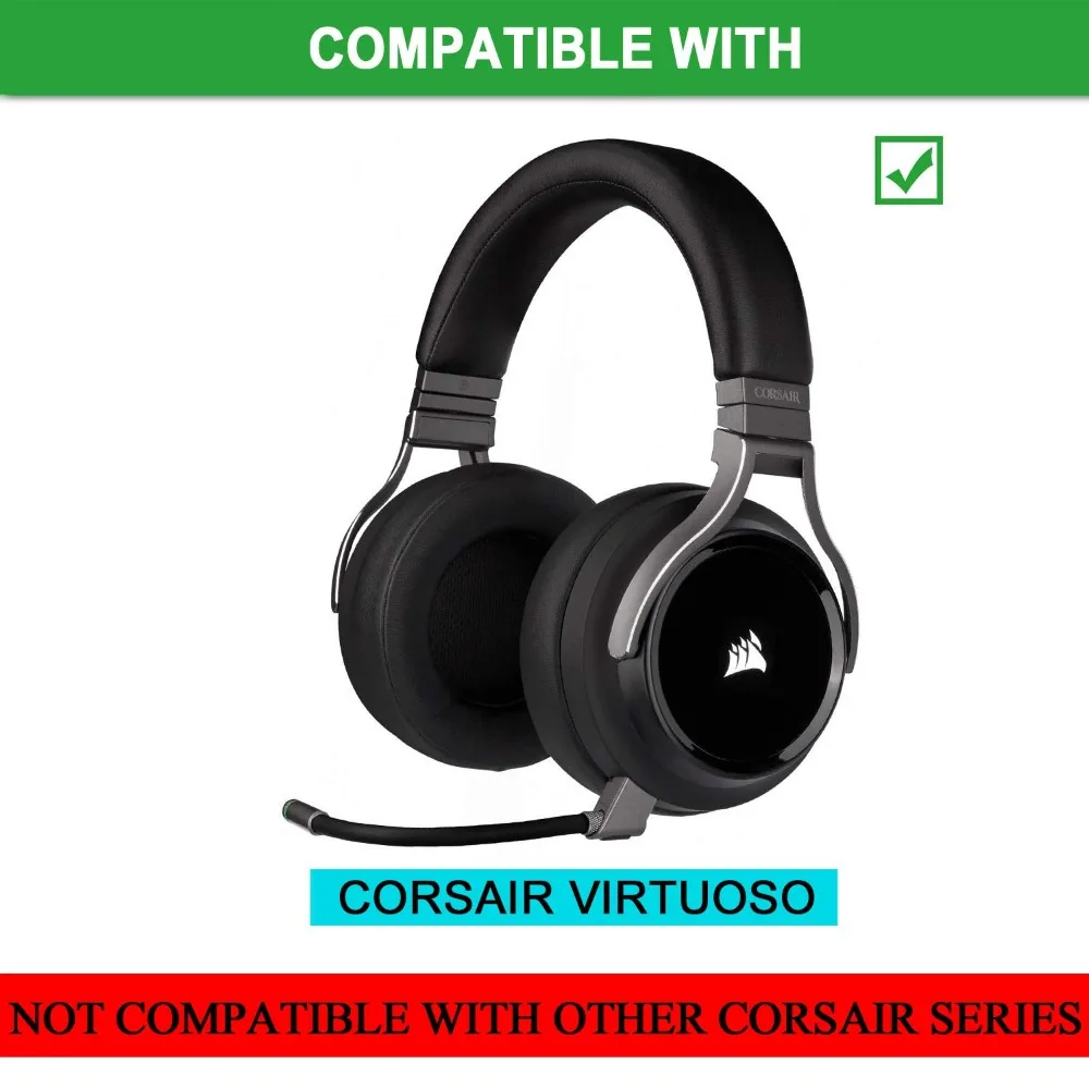 استبدال بروتين الجلود وسادات الأذن بطانة للأذن غطاء الوسادة ل Corsair فيرتوسو RGB اللاسلكية SE XT سماعات رأس للألعاب سماعات