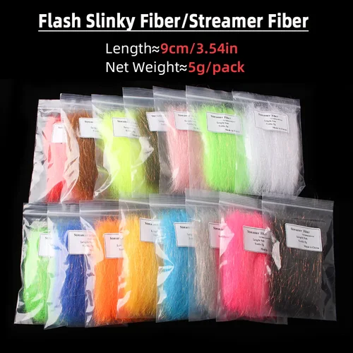 Imagen 2 del producto Vampfly, 2 paquetes, fibra rizada prensada, Flash, fibras sintéticas, Material de atado de moscas para serpentina de pececillos, plantilla, moscas, señuelo de trucha