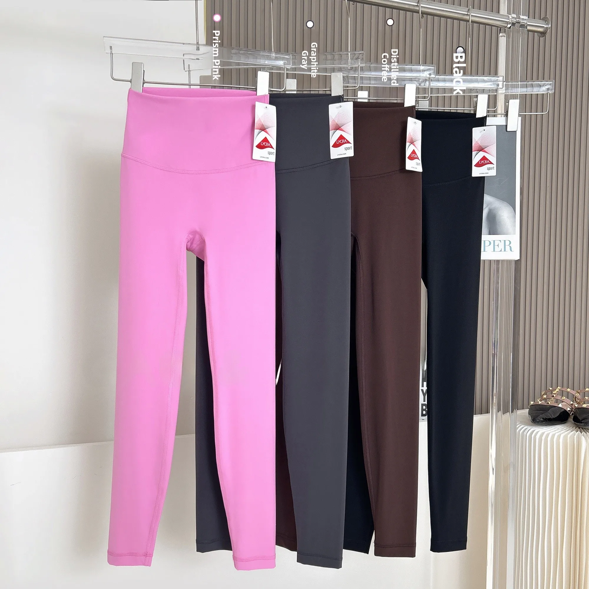 

High-Waist Fitn Pants Women's Spor Tight Pants Yoga Tummy Control Butt Lifting Gym Trousers One-Piece Design Peach Color