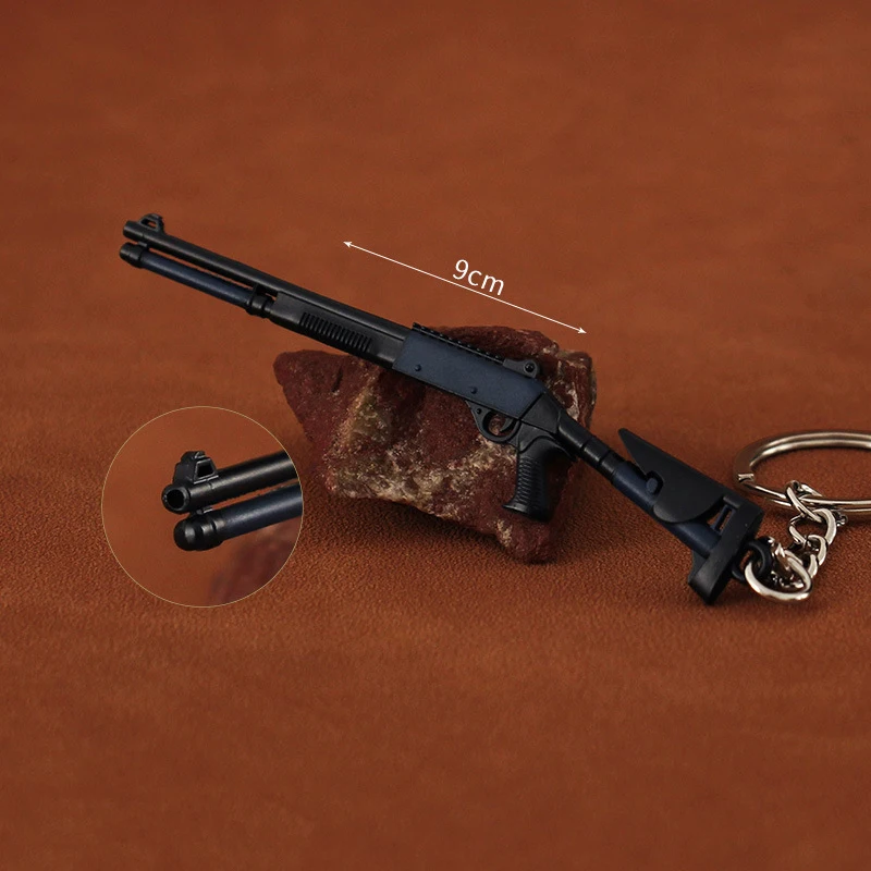 9cm Mini Gun Model M1014 Brelok do kluczy Biżuteria Broń Metalowy brelok do kluczy Chaveiro Torba Uchwyty na klucze samochodowe Prezent dla dzieci Mężczyźni