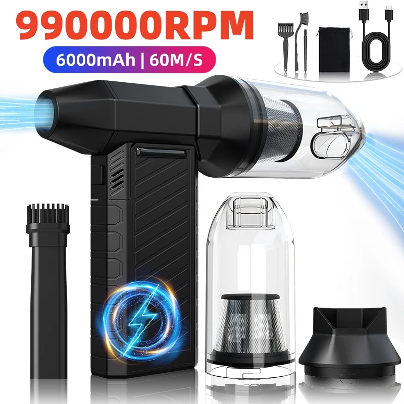 

990000RPM Air Blower Powerful Mini Turbo Jet Fan 6000mAh 200g Thrust 60m/s Wind Brushless Duster leaf Removal Car Dryer keyboard
