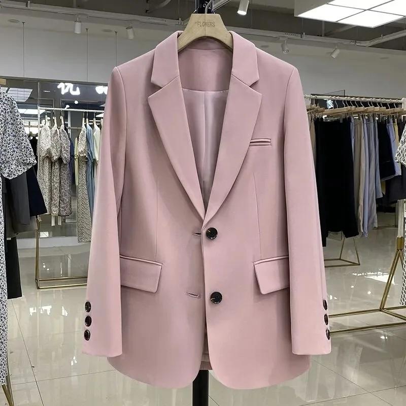 2025 neue Blazer Frauen Mantel Frühjahr Neue Büro Dame Blazer Frauen Vintage Casual Lose Koreanische Version Kleine Anzug Jacke 20 farben