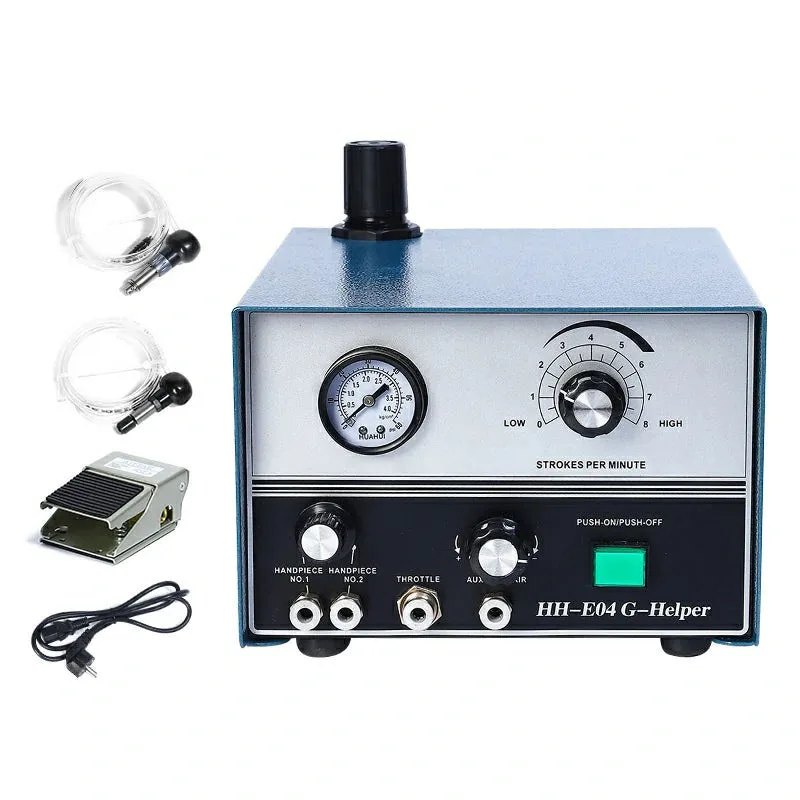 Dual Head Pneumatic Engraving Machine HH-E04 0-8000RPM 0-60PSI Adjustable for Jewelry Metal Stone Engraving & Stone Setting