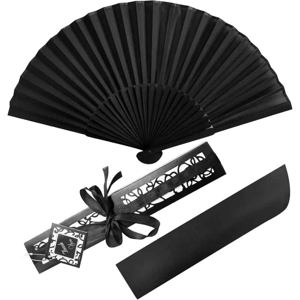 

Compact Vintage Bamboo Folding Fan 8 inch with Case for Dance Wedding Party Gift