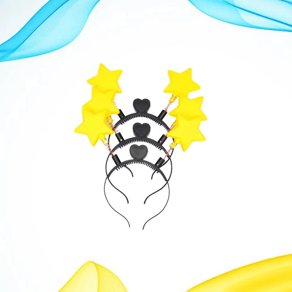 

3Pcs Luminous Pentagram Hair Bands Unique Light Up Headwear for Holiday Performance Party Kids Gift Accessories Supplies