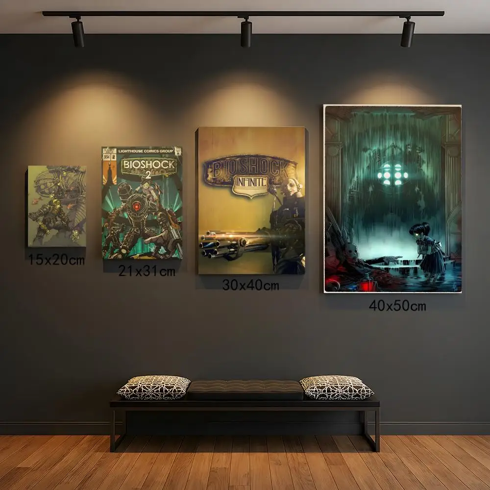 Video Game Bioshock Rapture Retro Print Poster Premium HD Self-Adhesive Wall Decor – Peel & Stick, Residue-Free