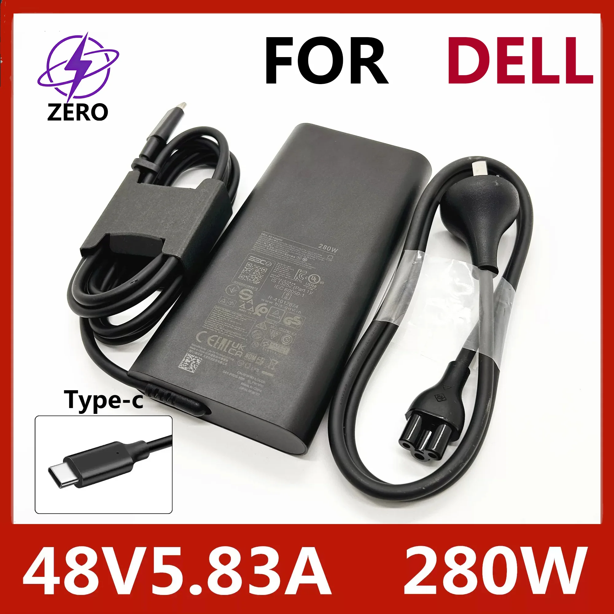 Original 280W 48V 5.83A Type-C Usb-C Ac Laptop Charger Adapter for Dell Pro Max16 18Plus Mb16250 Mb18250 Laptop Power Supply