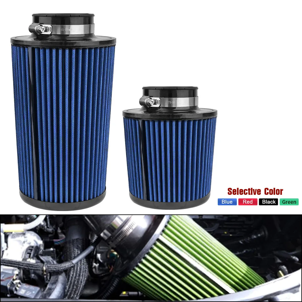 

3inch/76mm High Flow Air Filter Cold Air Intake Universal Car Round Cone Turbo Filter Sport Racing Car Engine Air Inlet Washable
