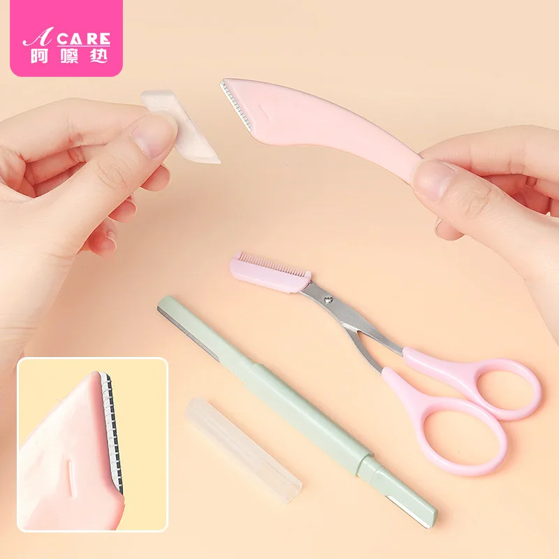 Eyebrow Trimmer D1-Easy to Use/Double Head Eyebrow Trimmer with Eyebrow Comb Knife Beginner Eyebrow Scissors Portable