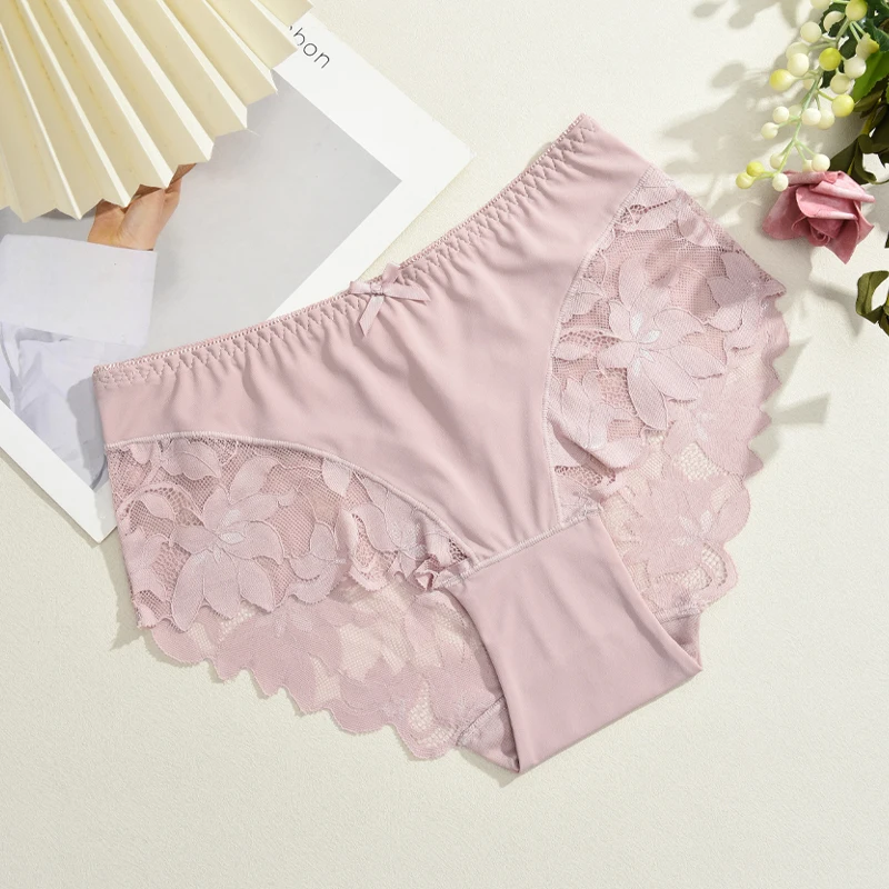 S-XXL Frauen Spitze Höschen Patchwork Nahtlose Unterwäsche Sexy Luxus Aushöhlen Solide Briefs Mädchen Mid Rise Atmungsaktive Dessous