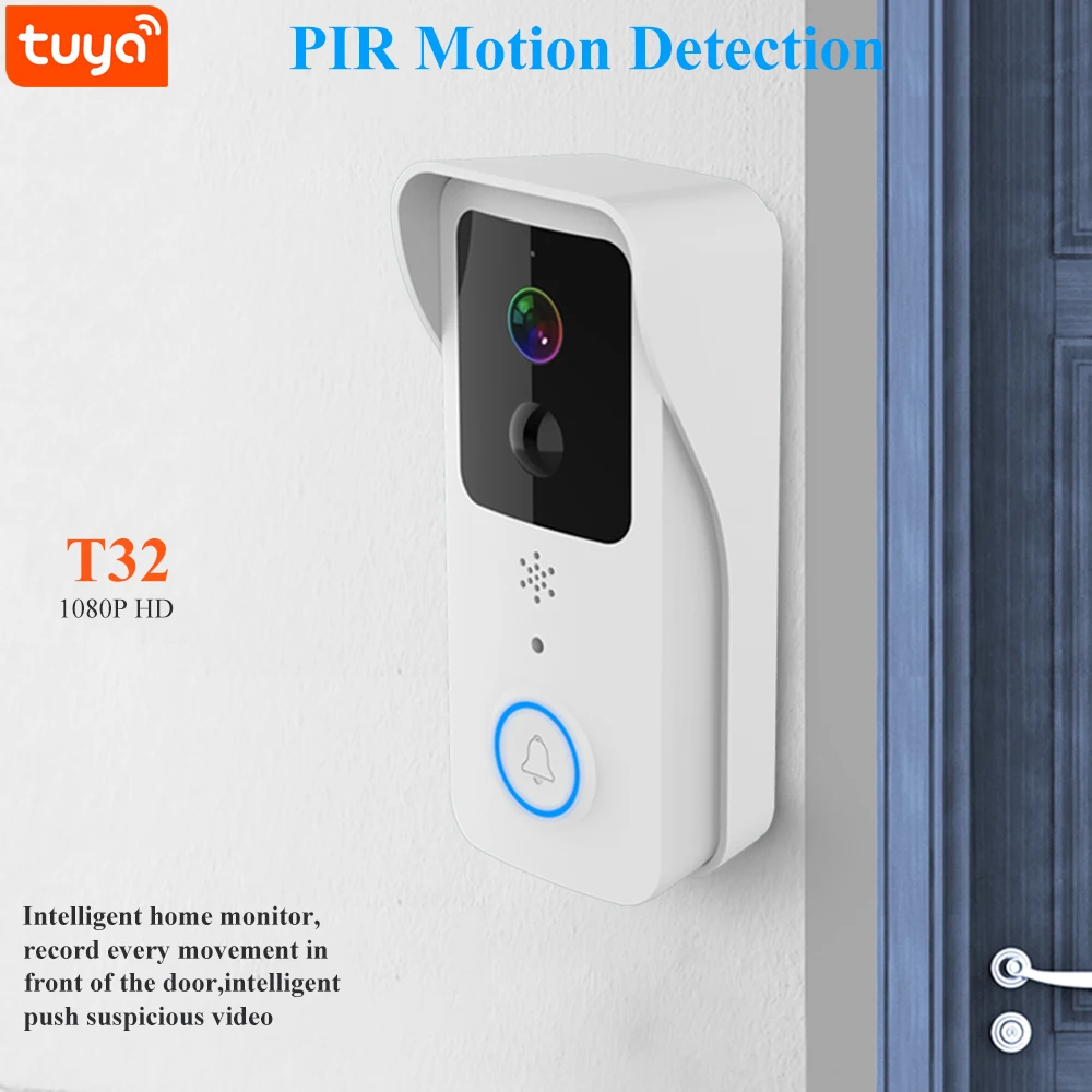 Tuya Smart 1080P Camera Video Doorbell WiFi Outdoor Doorbell Waterproof Battery Intercom Smart Life Wireless Coorbell