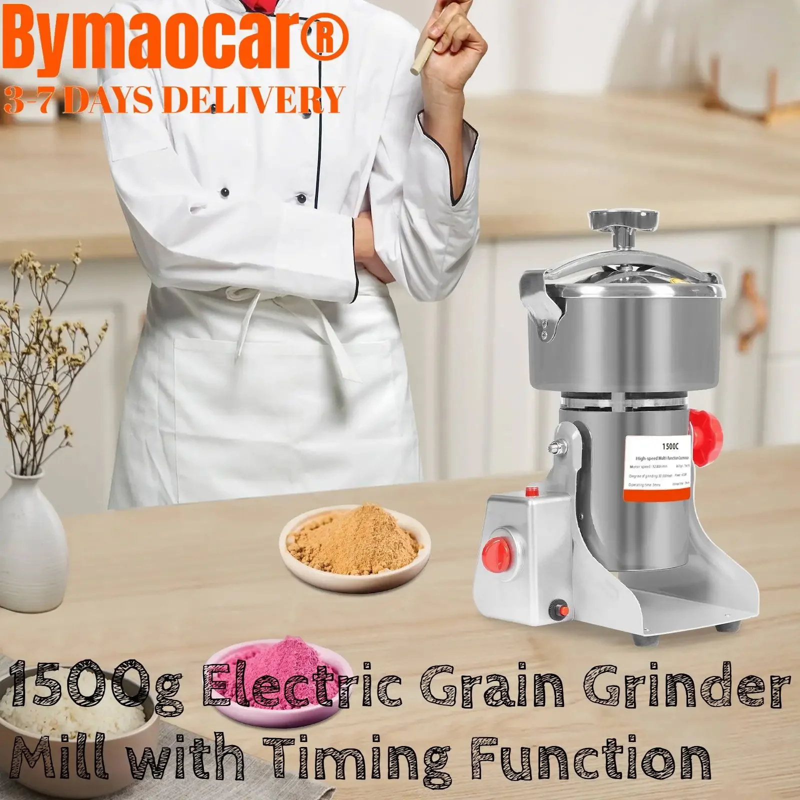 

Электрическая мельница для зерна, 1500 г с функцией синхронизации, 4100 Вт, высокоскоростной коммерческий измельчитель сухих трав, зерна, специй, кофе, семена