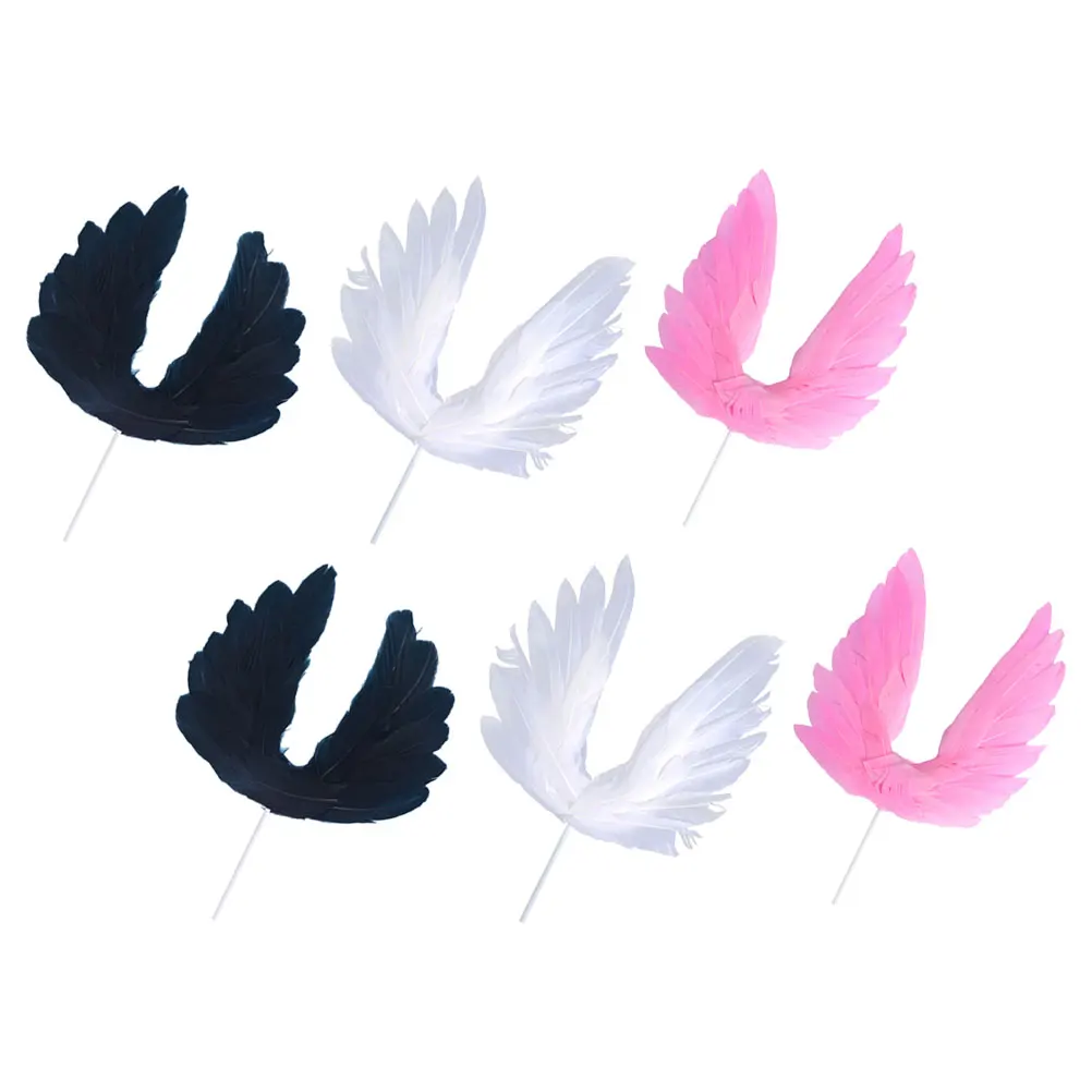 

6 Pcs Wing Cake Decorations Birthday Wedding Baby Shower Party Dessert Toppers Plastic Wing Shape Cake Inserts