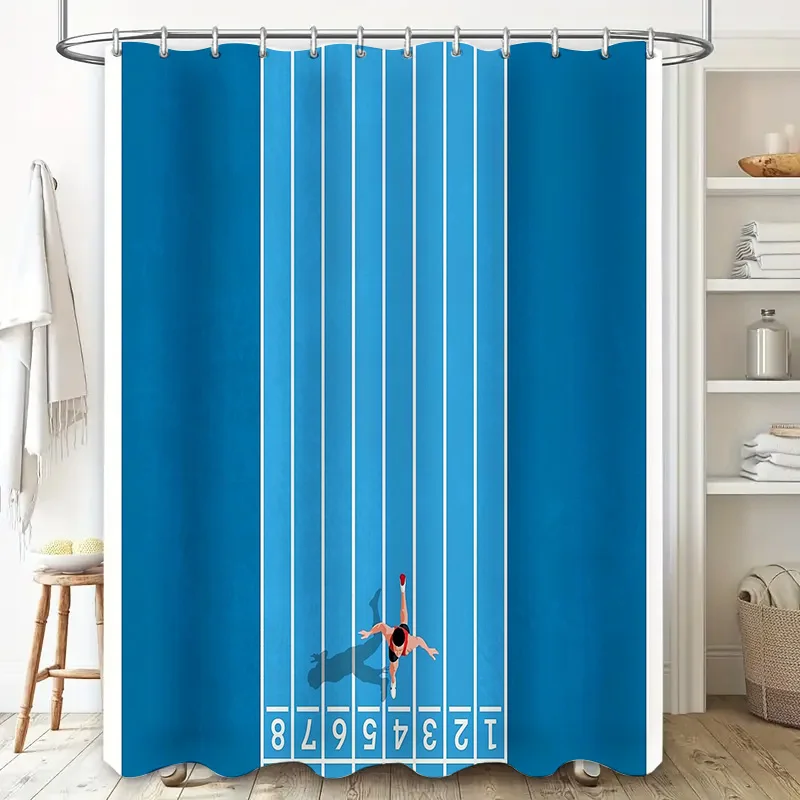 Ocean Wave Shower Curtain Sea Beach Pattern Waterproof Bathroom Decor Coastal Vibes Teal Blue Tropical Home Textile Room Divider