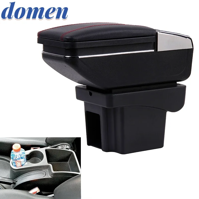 

Armrest Box Chevrolet Niva 1 For Double layer Rotatable Car Central Storage With Cup holder Ashtray PU Leather Retractable Box