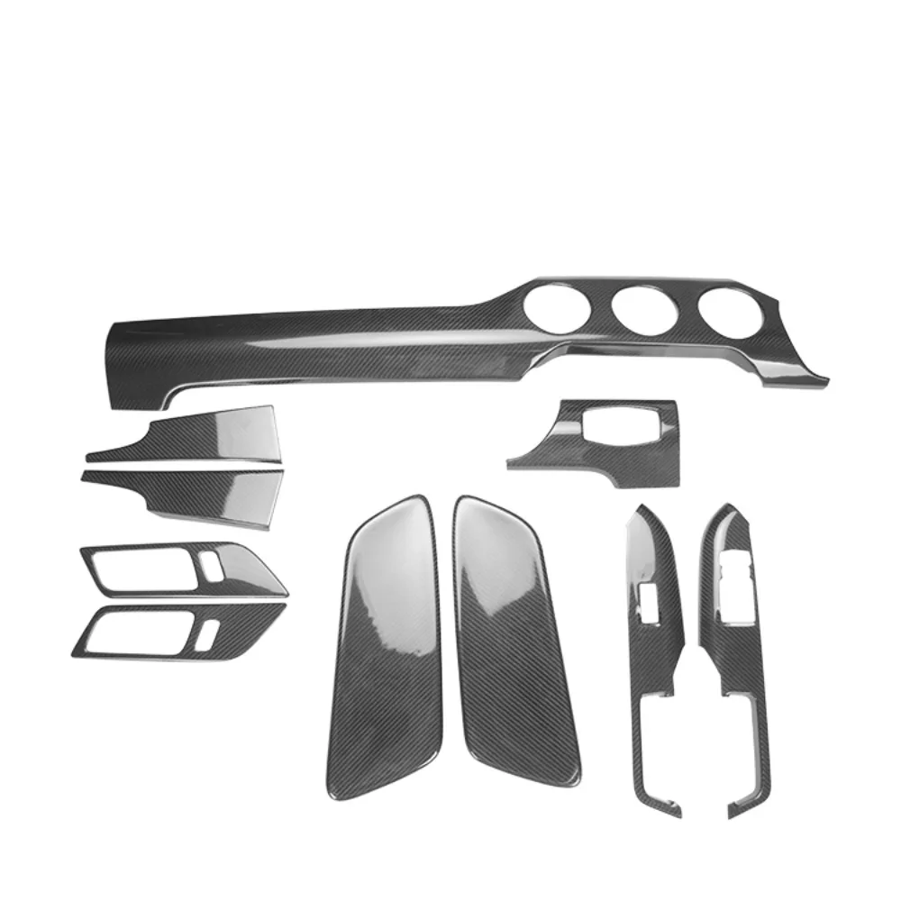 

Carbon Fiber Interior Kit Dashboard Instrument Rod Cover Center Console Trim Door Panel Trim for Mustang 2015 +