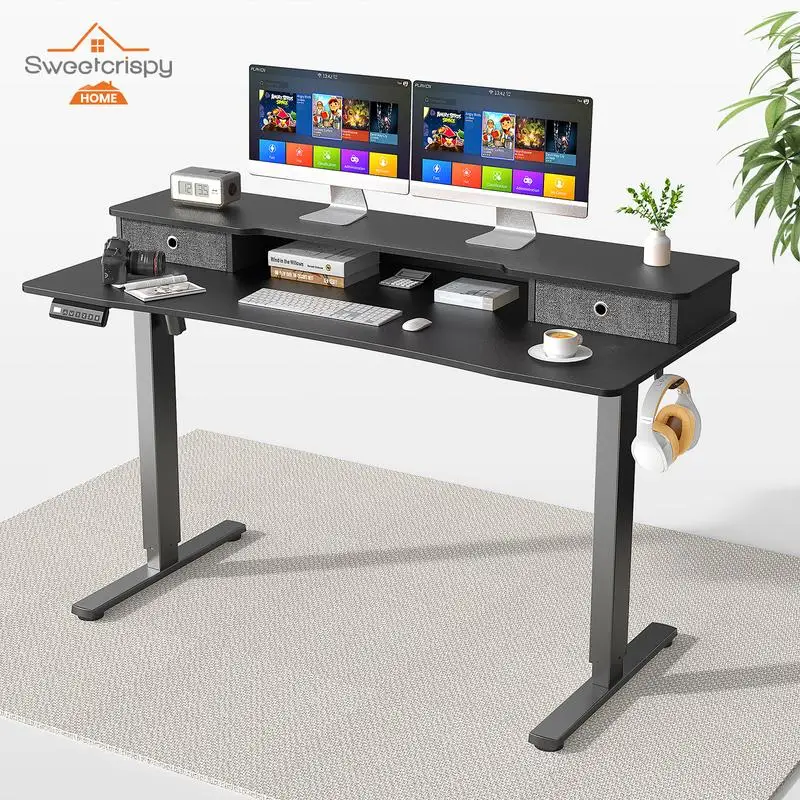 

Home Furniture Eleable Height Stand Up Desk, Sit Stand Home Office Desk with Monitor Stand, with Storage Shelf