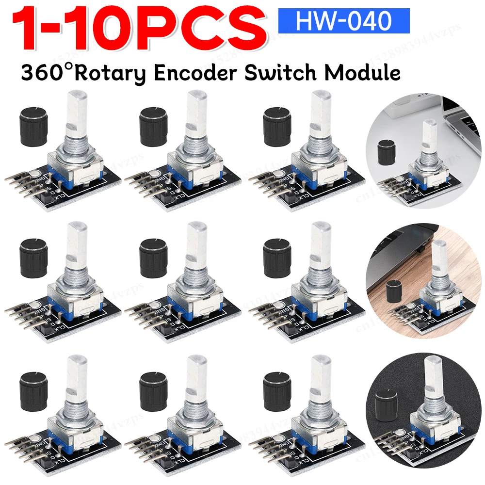 1-10 pièces HW-040 Module d'encodeur rotatif à 360 degrés avec capuchon de bouton 5V Module de carte de développement de commutateur de capteur de brique pour Arduino