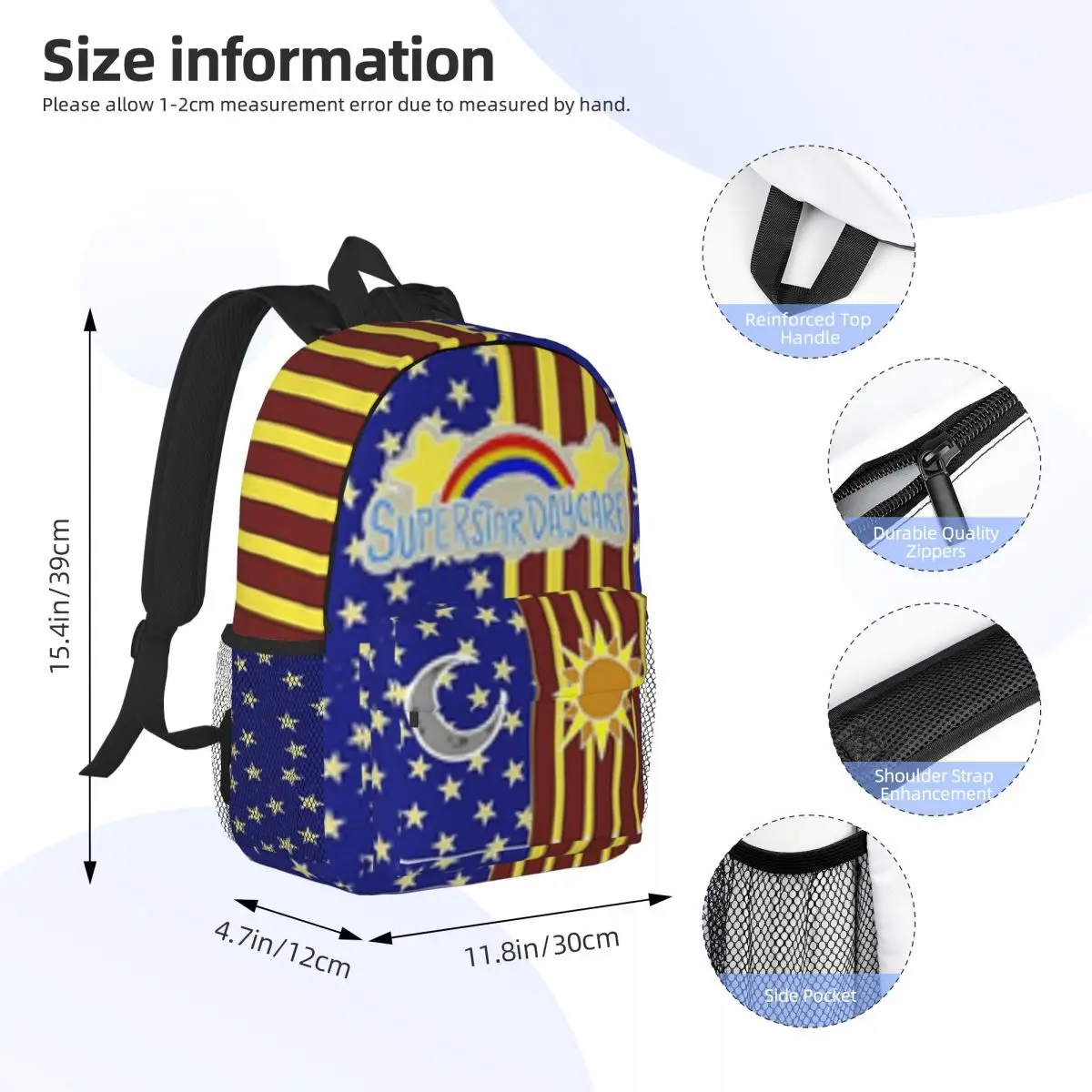 Backpack Printed Lightweight Casual Children's Schoolbag Youth Backpack Anime Cartoon Schoolbag 15inch