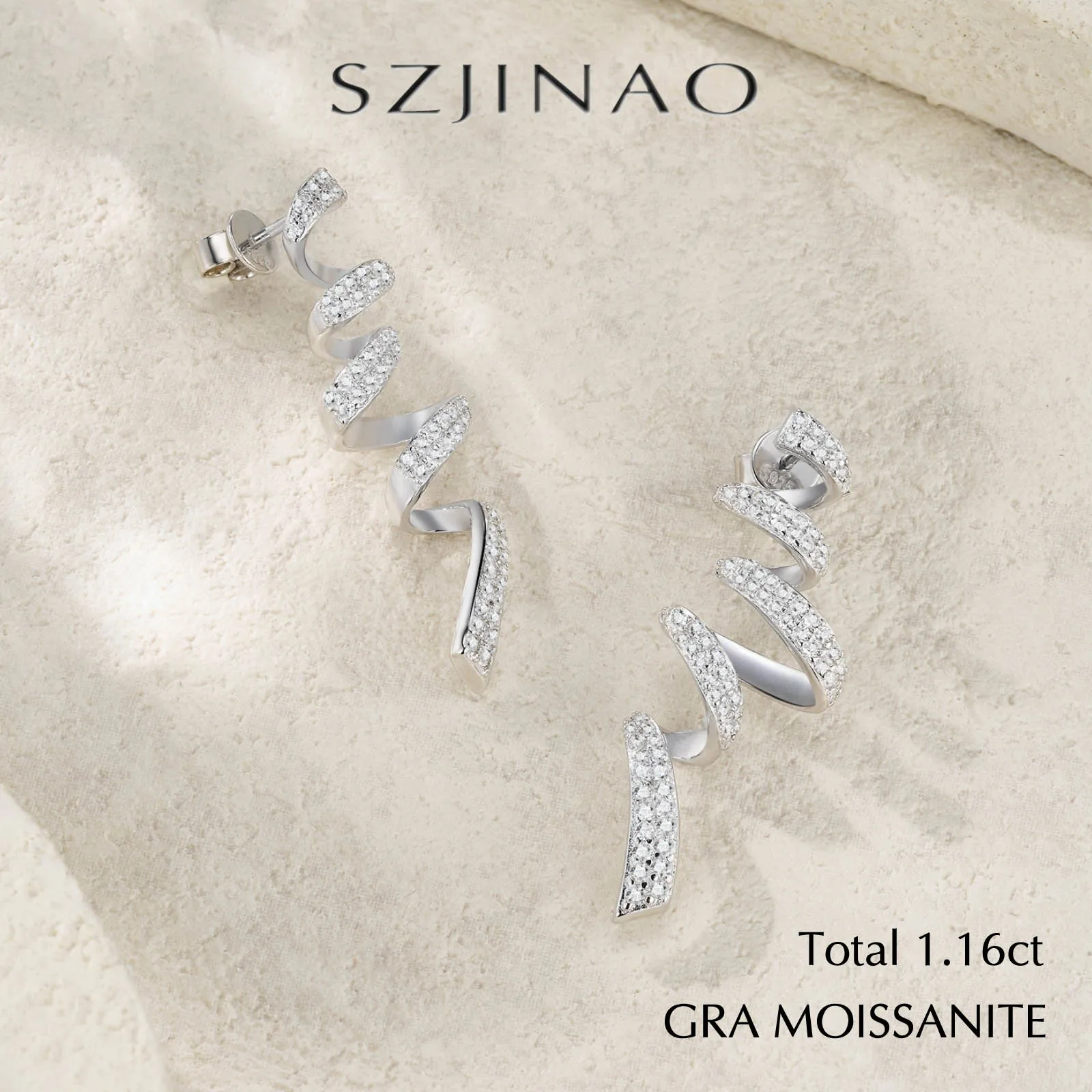 

Уникальные спиральные S-образные серьги с муассанитом для женщин, серьги-гвоздики из стерлингового серебра 925 пробы с бриллиантами для вечеринки, ювелирные украшения