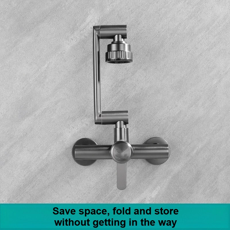 Wall-mounted Cold and Hot Water Faucet for Kitchen, Balcony, Washbasin, Laundry Sink, Universal Rotating Basin Faucet