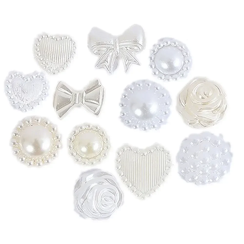 100-3000PCS Resin Buttons Imitation Pearls Half Round Flatback Flower Beads Wedding Cards Embellishments DIY Decoration