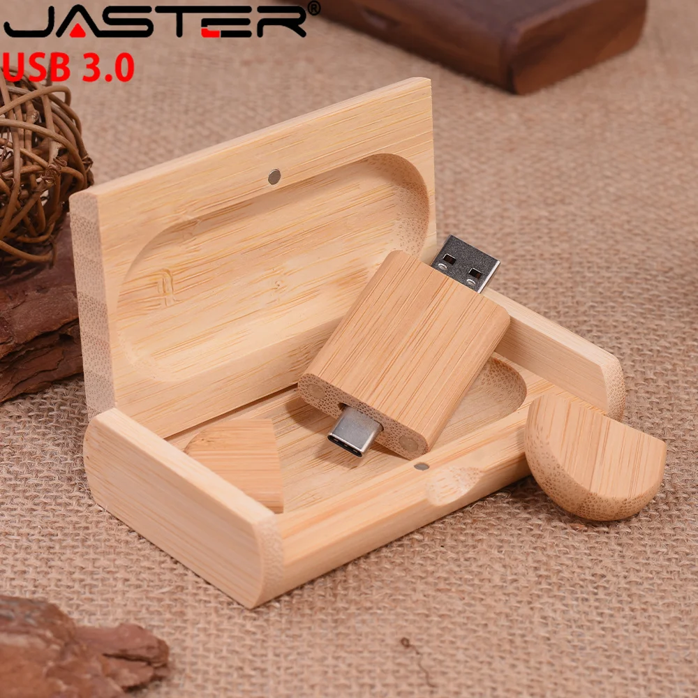 JASTER USB Flash Drive TYPE-C 2 in 1 Memory Stick 3.0 Wooden Pendrive 4GB 8GB 16GB 32GB 64GB 128GB Pen drive（No customized logo）