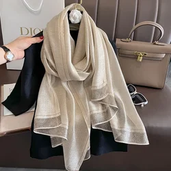 80x190cm New Women Scarf Winter Warm Solid Silk Wool Shawls Lady Wraps Bufanda Floral Pashmina Luxury Embroidery Warn Scarves