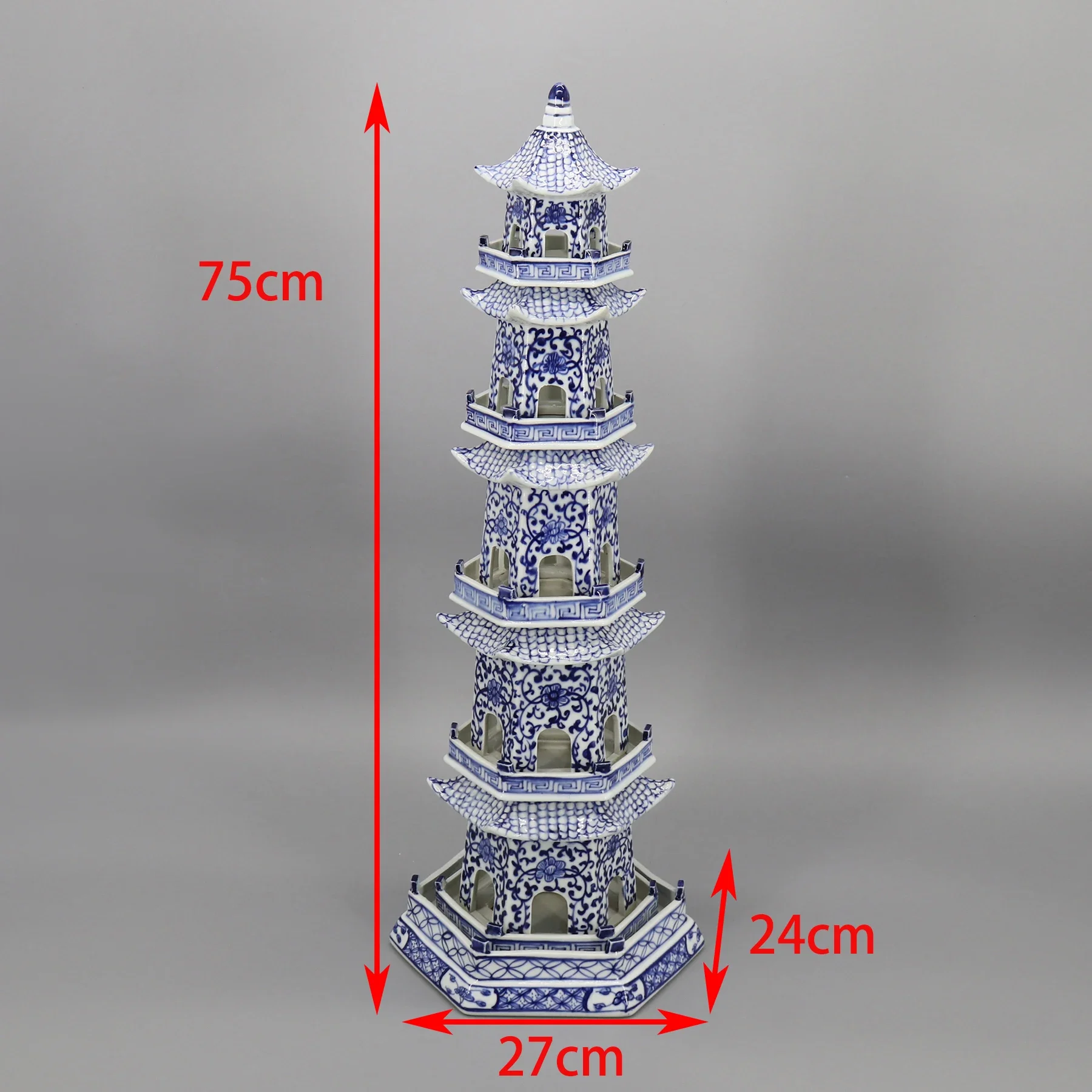 Chinese Pagoda Model, Ceramic Architecture, Garden Decoration