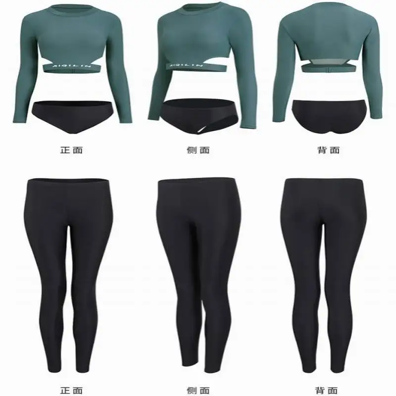 Women's 3pcs/set beach Swimsuit Long Sleeve Leggings Sun UV Protection Jogger Yoga Suit Swimwear Bathing Suits Surfing Suit