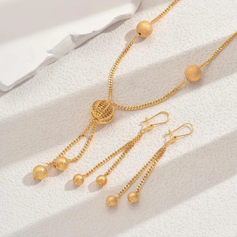 9999 gold extended chain handcrafted beads set, Arabian necklace, Southeast Asian style collar chain