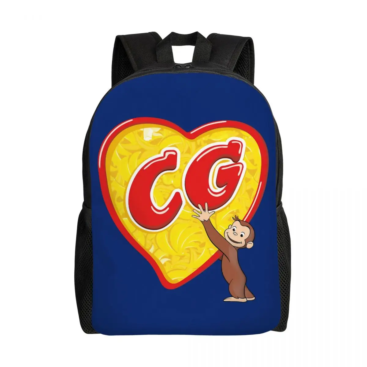 Curious George Is All Heart Backpacks for Women Men School College Students Bookbag Fits 16 Inch Laptop Monkey TV Series Bags