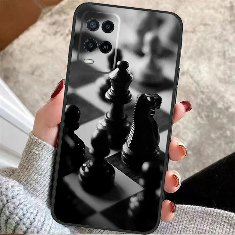 Chess Pieces Case For OPPO A17 A57 A96 A76 A16 A18 A58 A78 A98 A74 A94 A5 A9 A52 A72 A15 A93 A53 A54 S