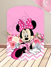 Disney Minnie Mouse sfondo rotondo ragazze compleanno Baby Shower sfondo Minnie Mouse coperchio cilindro decorazioni per feste Photo Prop