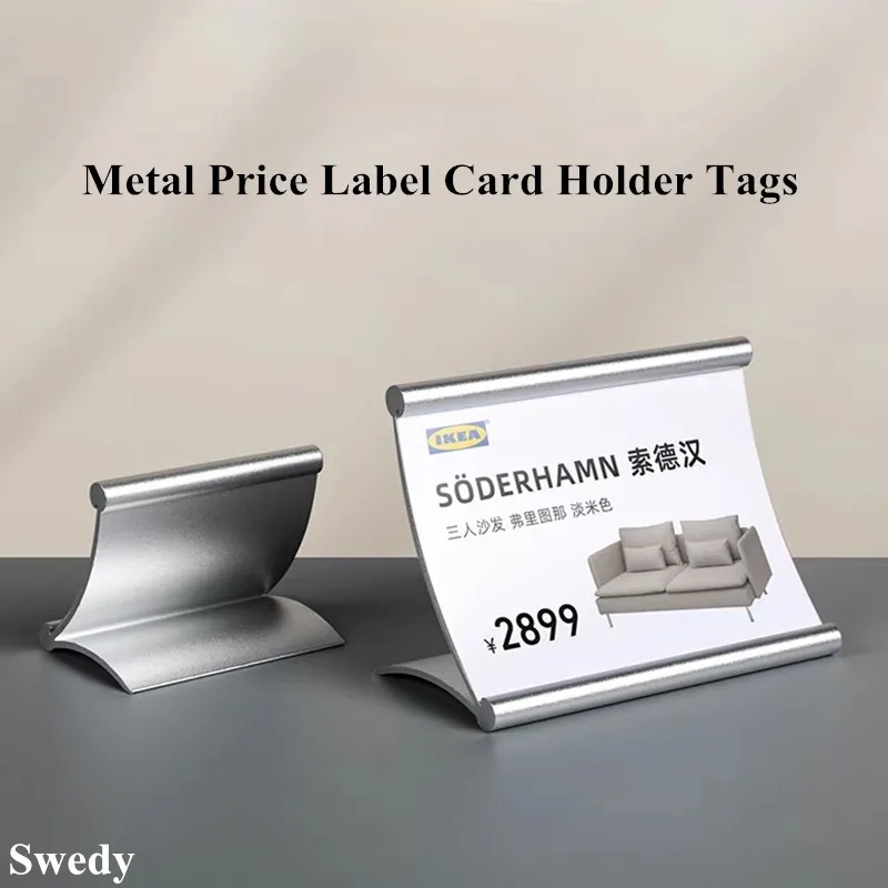 70x50mm Aluminum L Shape Mini Sign Holder Display Stand Jewelry Watch Small Price Label Paper Name Card Tags Ticket Holder Stand