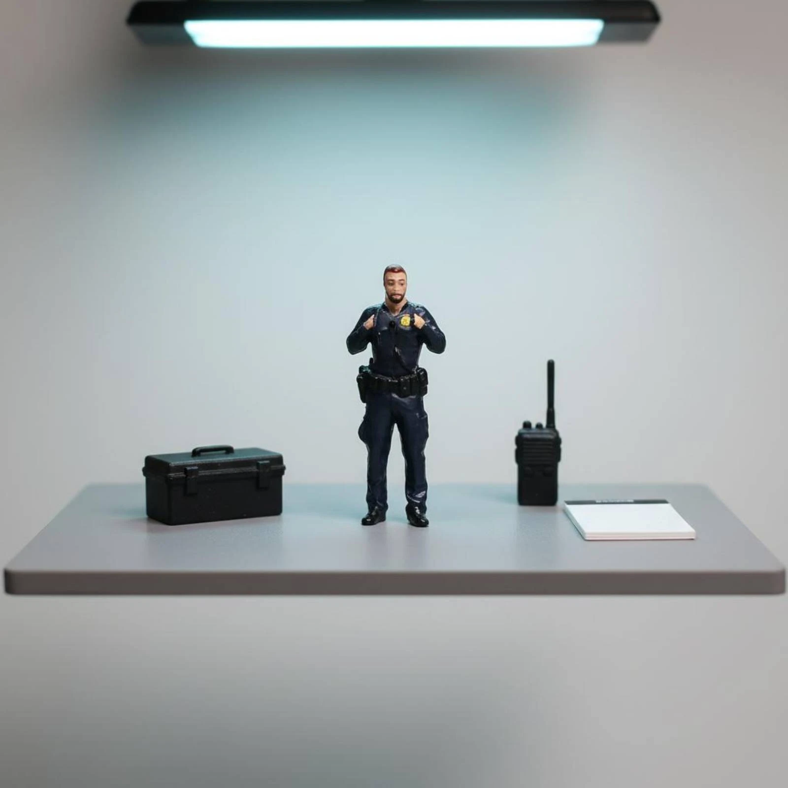 

1:64 Police Figures Realistic Resin Police Figure Dark Attire sceneReady for Decoration