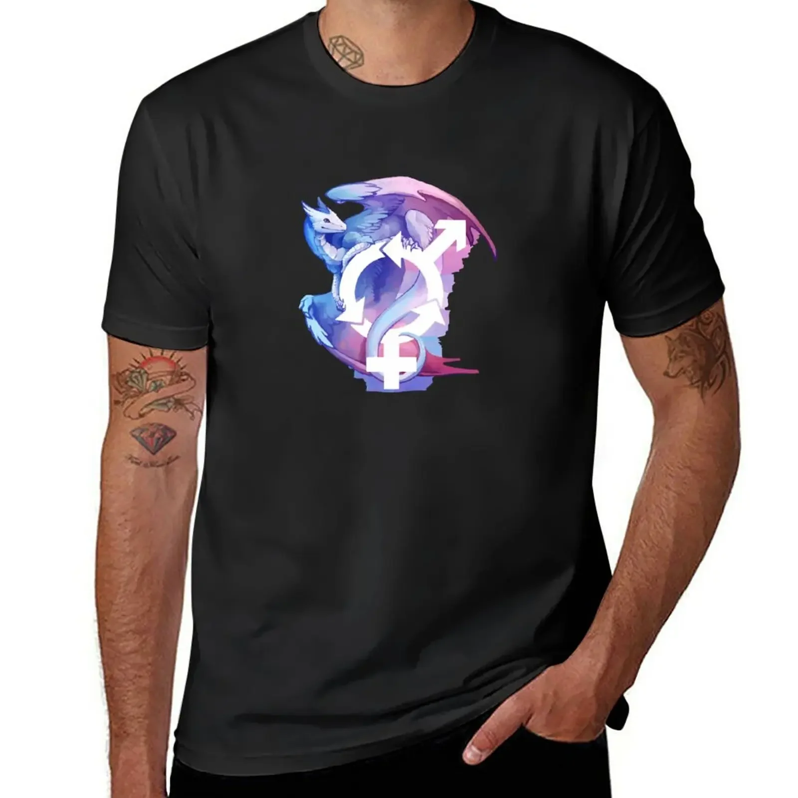 

New Transgender Pride Flag Dragon T-Shirt plus size tops Men's clothing