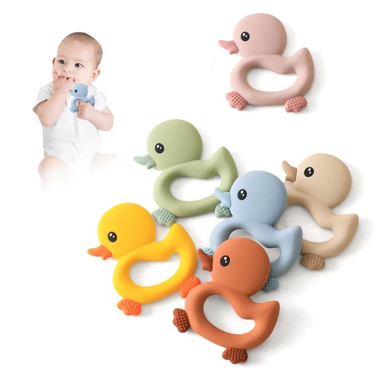 Baby Teether Food Grade Silicone Teethers Nursing Teething 0 12 Months Baby Toy Teething Accessories Cartoon Animals Duck DIY