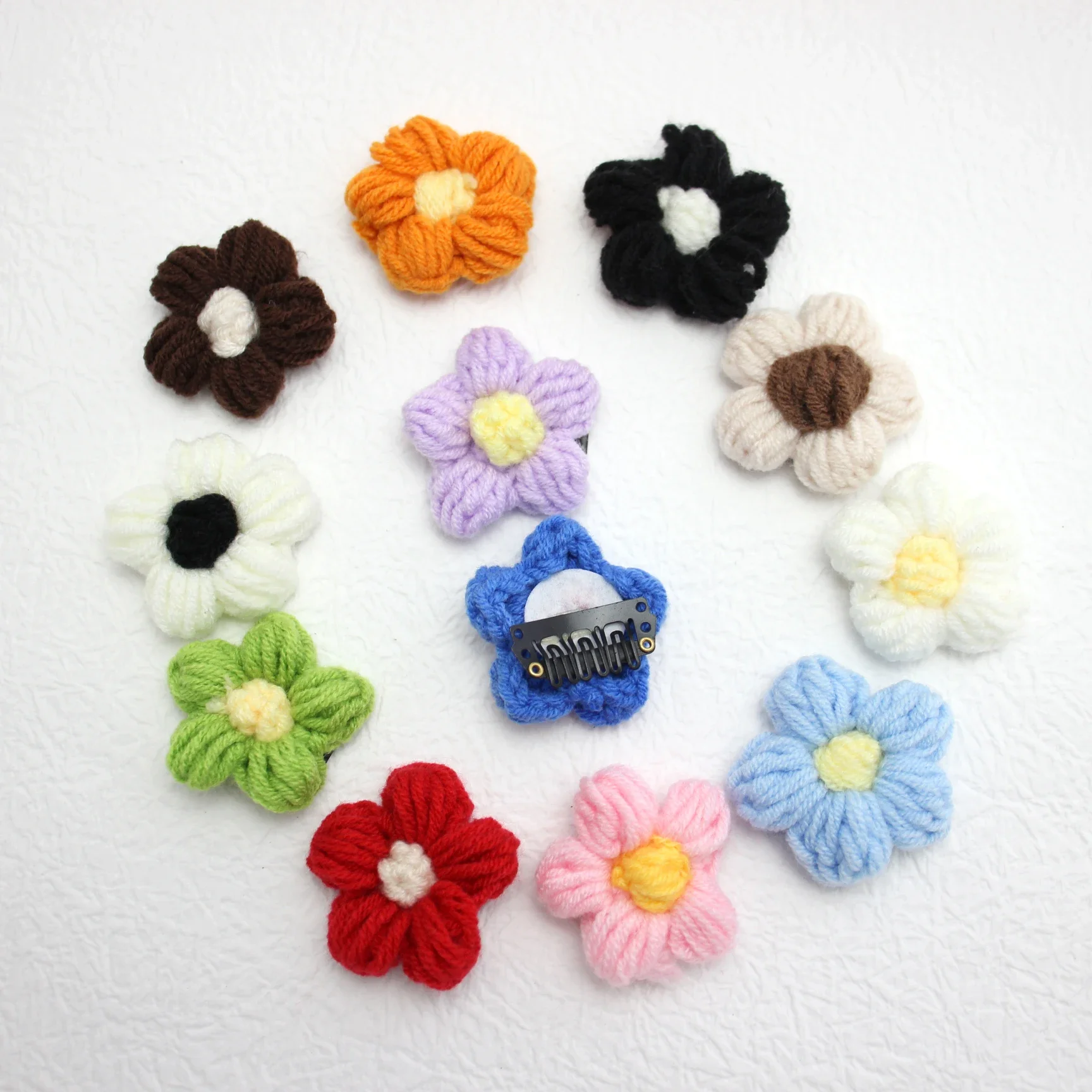 

6pcs/lot 3D Flower Baby Girls Clip Knitted Small Hairpin Fine Wispy Hair Mini Latch Wisp Clip Safety Kids Headdress BB Barrettes