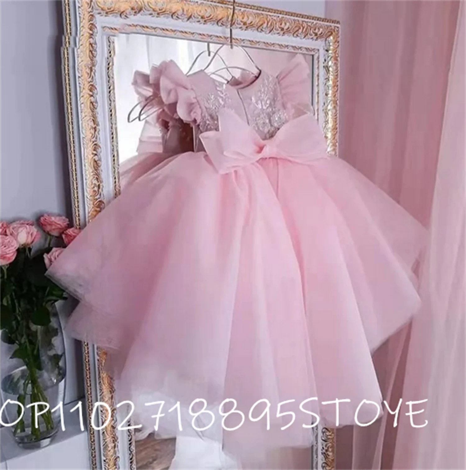 Toddler Baby Girl Tulle Flower Dress Party Gown Kids Dress Christmas Party Dress Photography Props 1-14Y