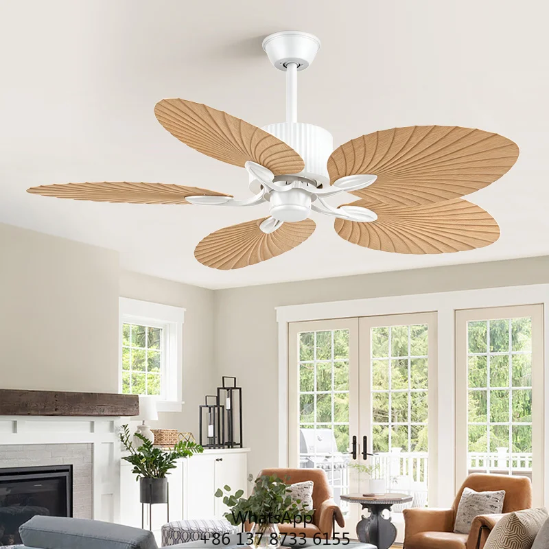 645 Iron Ceiling Fan 5 Blades AC/DC Motor LED Light 42/52 Inch Blade Size Modern Design For Dining