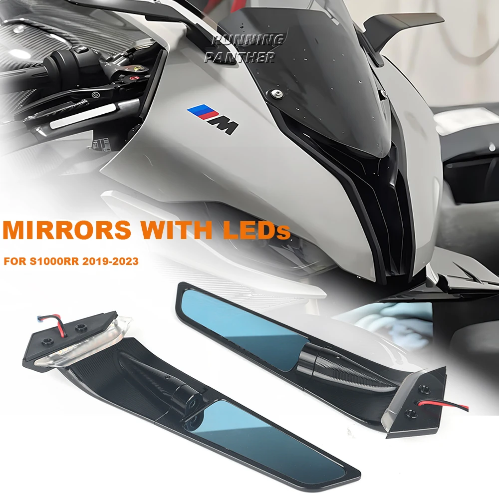 

For BMW S1000RR S1000 RR S 1000 RR s1000rr 2019-2023 2022 Motorcycle Rearview Rear View Side Mirrors With LED Turn Signal Light